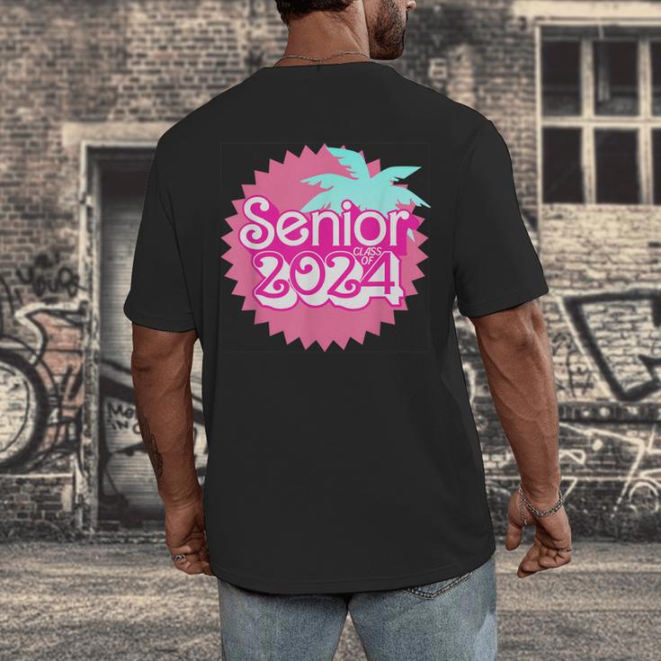 Class Of 2024 Senior Pink Retro Classic Girl Grad Graduation Men's Back Print T-Shirt