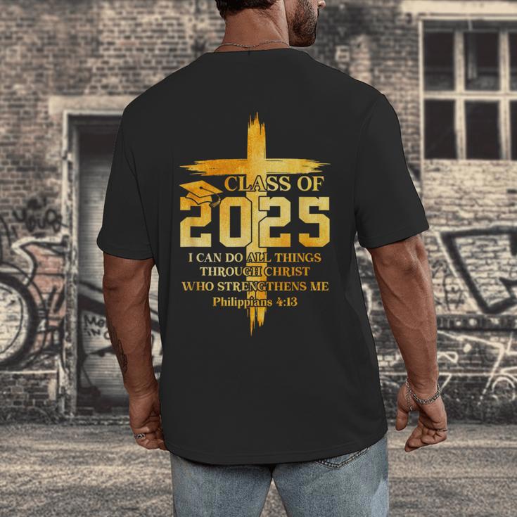 Class Of 2025 Christian Graduation Senior Graduate Men Women Men's Back Print T-Shirt