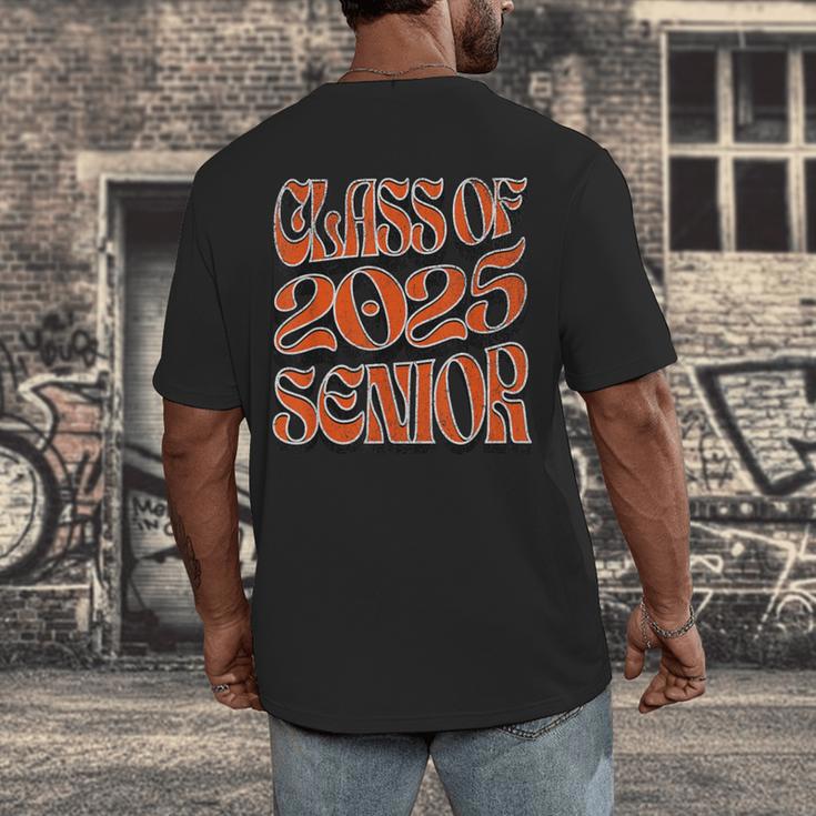 Class Of 2025 Senior Orange And Student Graduation Men's Back Print T-Shirt
