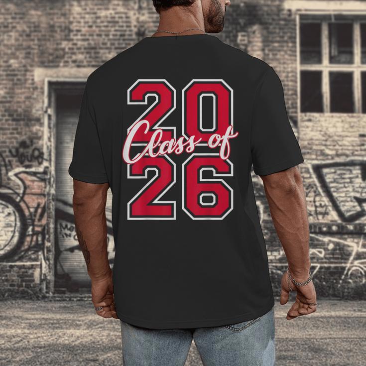 Class Of 2026 Graduation Red With Varsity Letters Men's Back Print T-Shirt