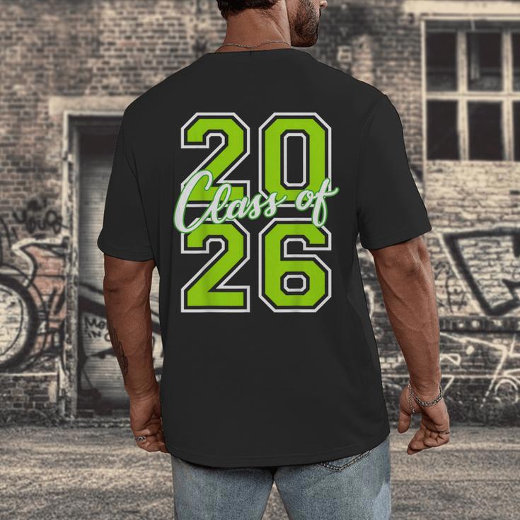Class Of 2026 Graduation Varsity Lime Green Letters Men's Back Print T-Shirt