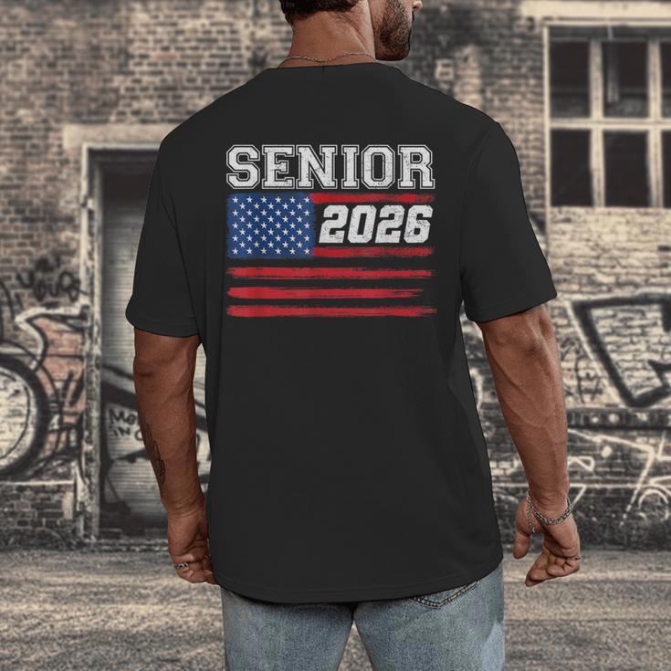Class Of 2026 Senior Back To School American Flag Graduation Men's Back Print T-Shirt