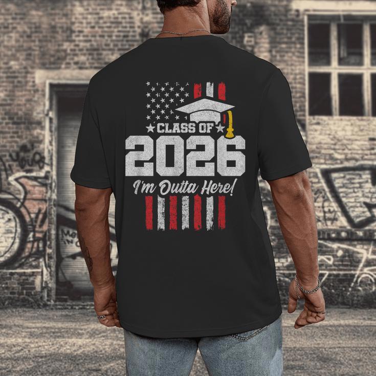 Class Of 2026 Senior Graduation American Flag Senior 2026 Men's Back Print T-Shirt