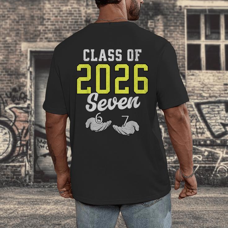 Class Of 2026 Six Seven Senior Yellow Graduation 6 7 Men's Back Print T-Shirt