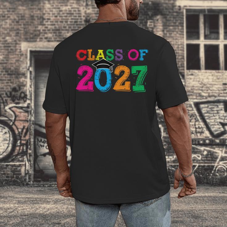 Class Of 2027 Shirt For Boys And Girls Fun 2027 Graduation Men's Back Print T-Shirt