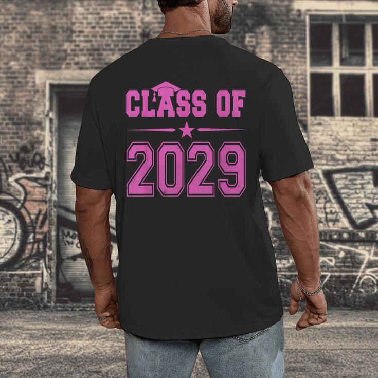 Class Of 2029 Pink Girls Shirt Graduation Men's Back Print T-Shirt