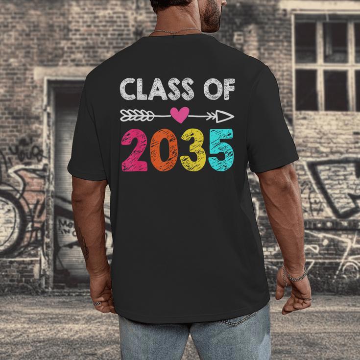 Class Of 2035 Kindergarten Pre K Grow With Me Graduation Men's Back Print T-Shirt
