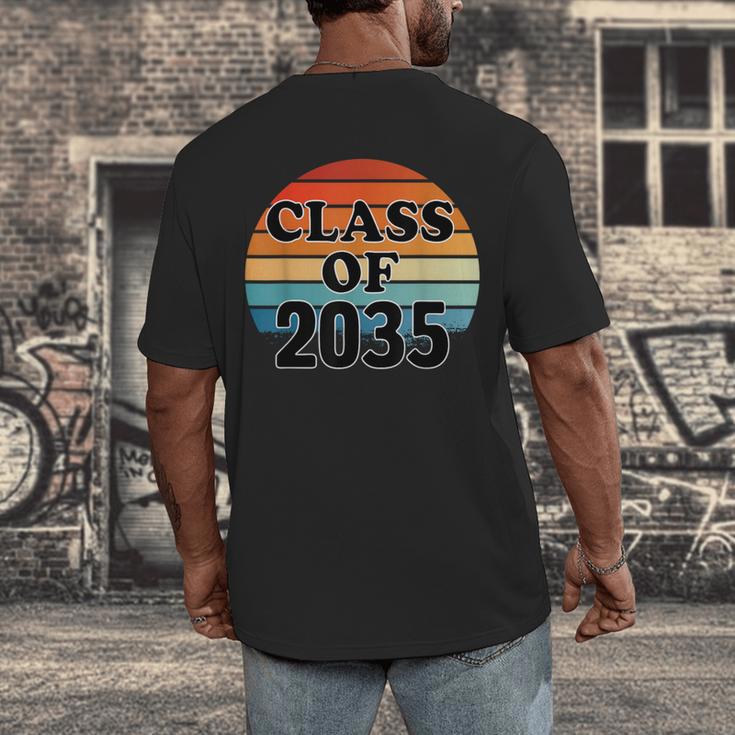 Class Of 2035 Senior Graduate Retro Graduation Men's Back Print T-Shirt