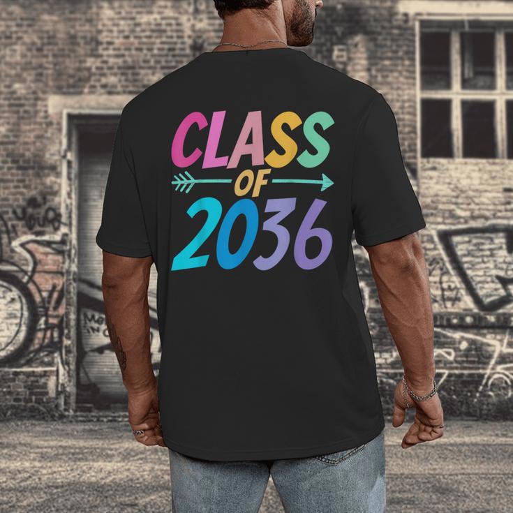 Class Of 2036 First Day Kindergarten Grow With Me Graduation Men's Back Print T-Shirt