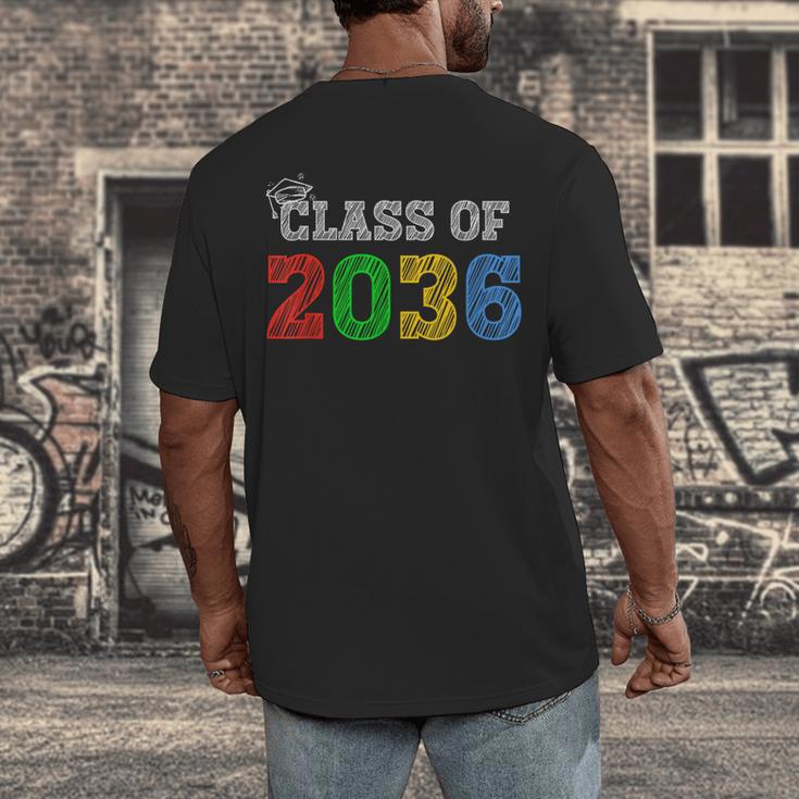 Class Of 2036 Grow With Me Graduation First Day Of School Men's Back Print T-Shirt