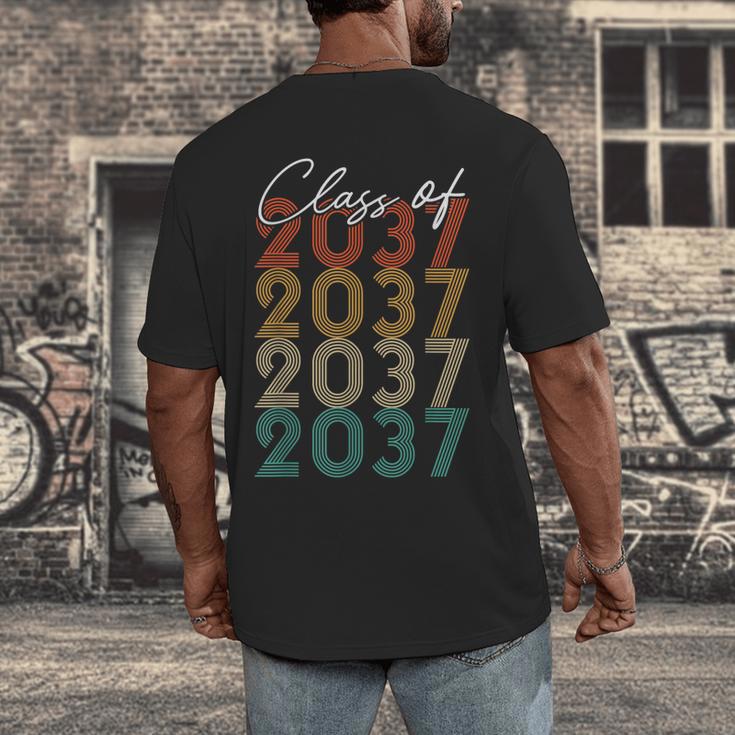 Class Of 2037 Vintage Kindergarten To Graduation Men's Back Print T-Shirt