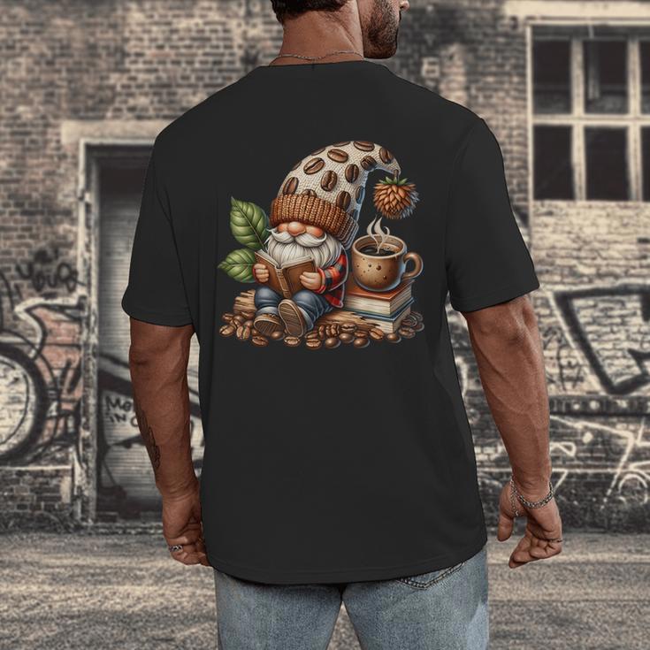 Coffee And Book Reading Accessories For Book Lovers Gnome Men's Back Print T-Shirt