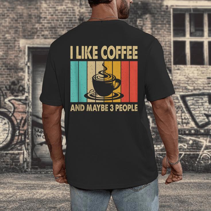 I Like Coffee And Maybe 3 People Introvert Anti-Social Men's Back Print T-Shirt I Like Coffee And Maybe 3 People Introvert Anti-Social Men's Back Print T-Shirt