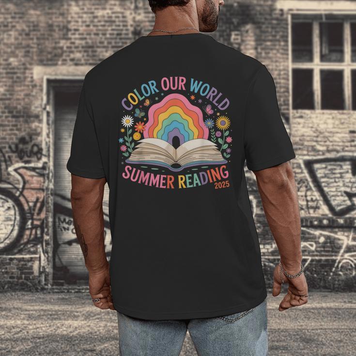 Color Our World Summer Reading 2025 Rainbow Art Book Men's Back Print T-Shirt