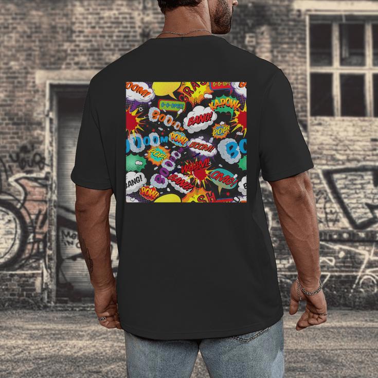 Comic Book Pop Art Modern Fun Men's Back Print T-Shirt