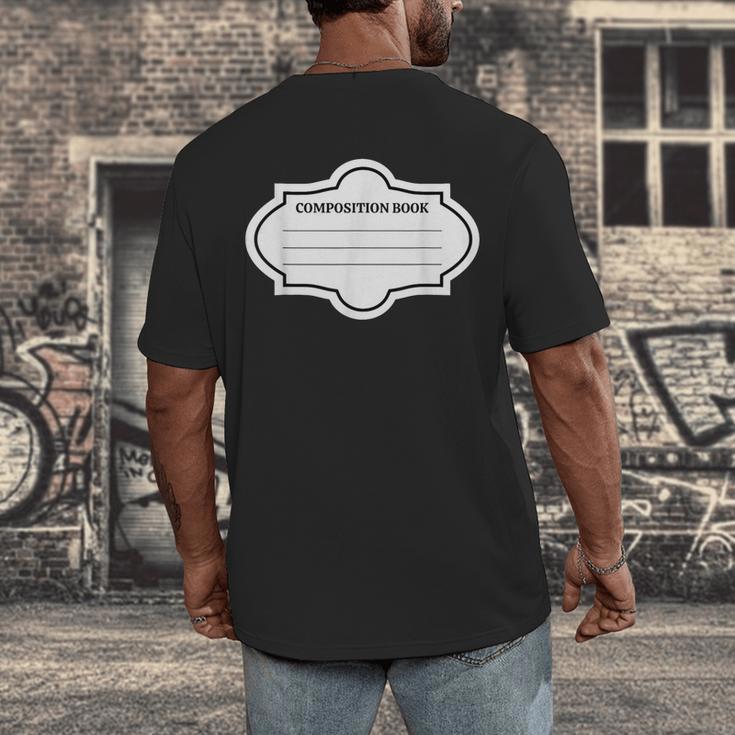Composition Book Notebook Teacher's Halloween Group Costume Men's Back Print T-Shirt