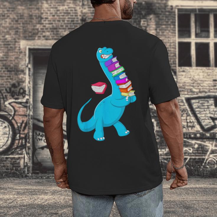 Cool Dinosaur Books Art For Men Women Libarian Book Lover Men's Back Print T-Shirt Cool Dinosaur Books Art For Men Women Libarian Book Lover Men's Back Print T-Shirt