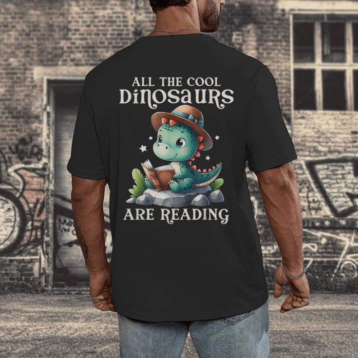 All The Cool Dinosaurs Are Reading Book Reader T-Rex Kawaii Men's Back Print T-Shirt