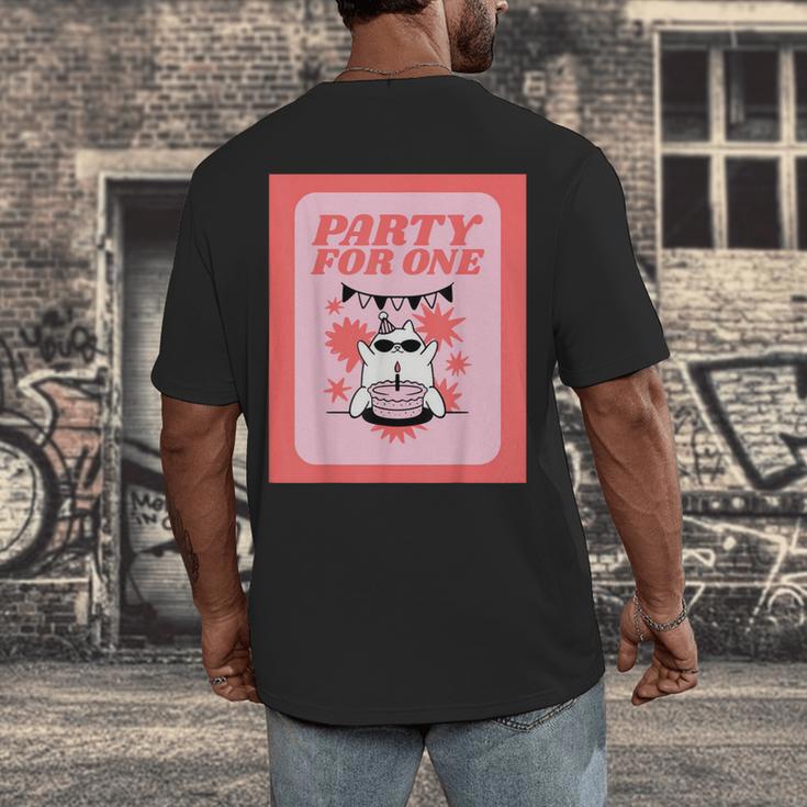 Cool Fun Cute Party Introvert Cat Character Men's Back Print T-Shirt