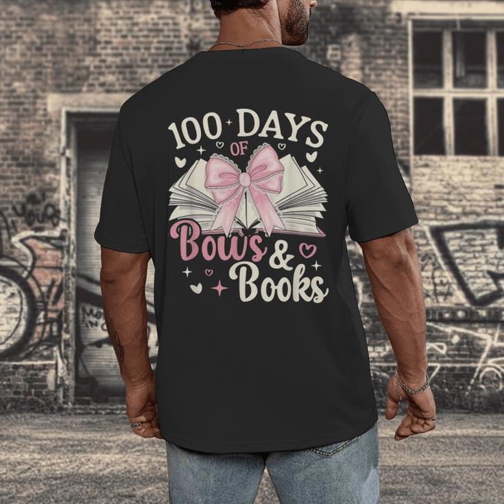 Coquette 100 Days Of Bows Books Reading 100th Day Of School Men's Back Print T-Shirt