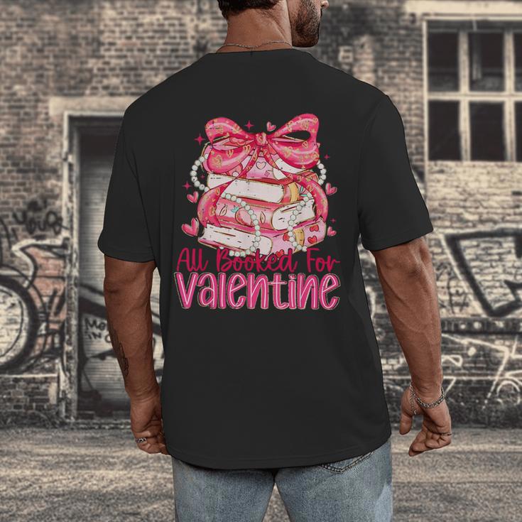 Coquette Bow All Booked For Valentine Book Lover Bookish Men's Back Print T-Shirt