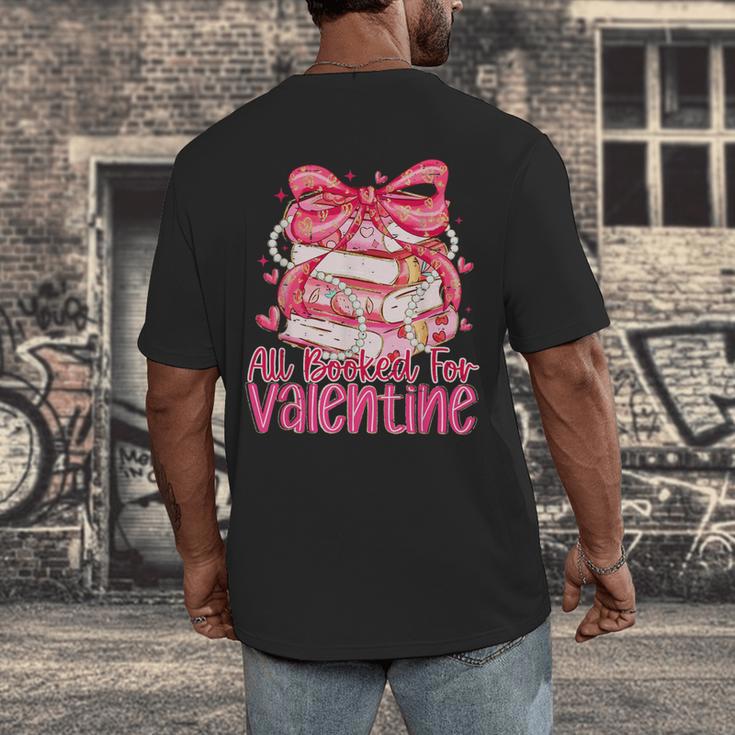 Coquette Bow All Booked For Valentines Teacher Book Men's Back Print T-Shirt