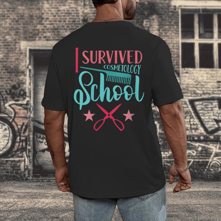 Cosmetology Graduation Tee I Survived Cosmetology School Men's Back Print T-Shirt