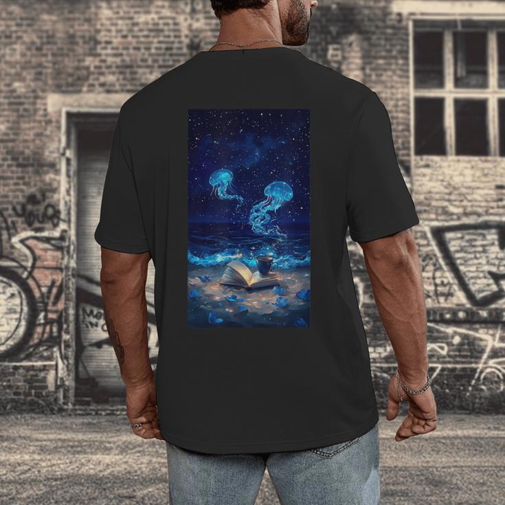 Cosmic Botanical Book Lover Reading Men's Back Print T-Shirt