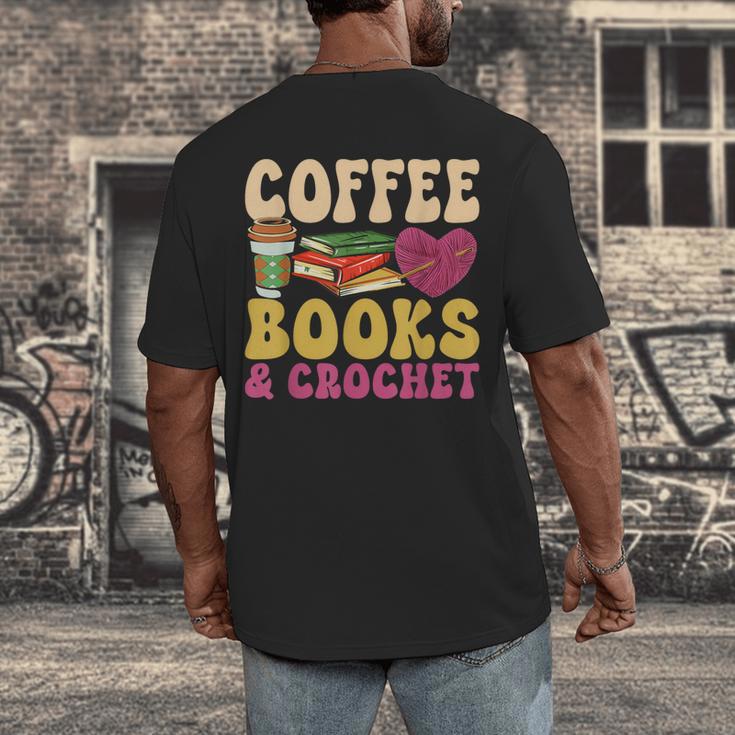 Crochet Coffee Reading Books Crocheter Crocheting Men's Back Print T-Shirt