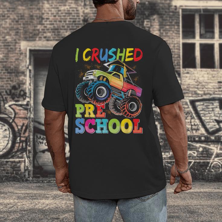 I Crushed Pre-K Monster Truck Graduation Preschool Grad 2025 Men's Back Print T-Shirt