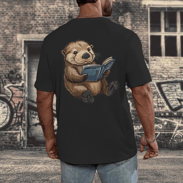 Cute Book Sea Otter Men's Back Print T-Shirt