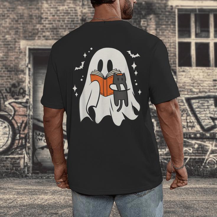 Cute Ghost Reading Book Spooky Season Halloween Costume Kids Men's Back Print T-Shirt Cute Ghost Reading Book Spooky Season Halloween Costume Kids Men's Back Print T-Shirt
