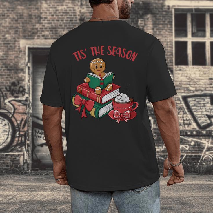 Cute Gingerbread Man Reading Book Nerd Christmas Bookish Men's Back Print T-Shirt Cute Gingerbread Man Reading Book Nerd Christmas Bookish Men's Back Print T-Shirt