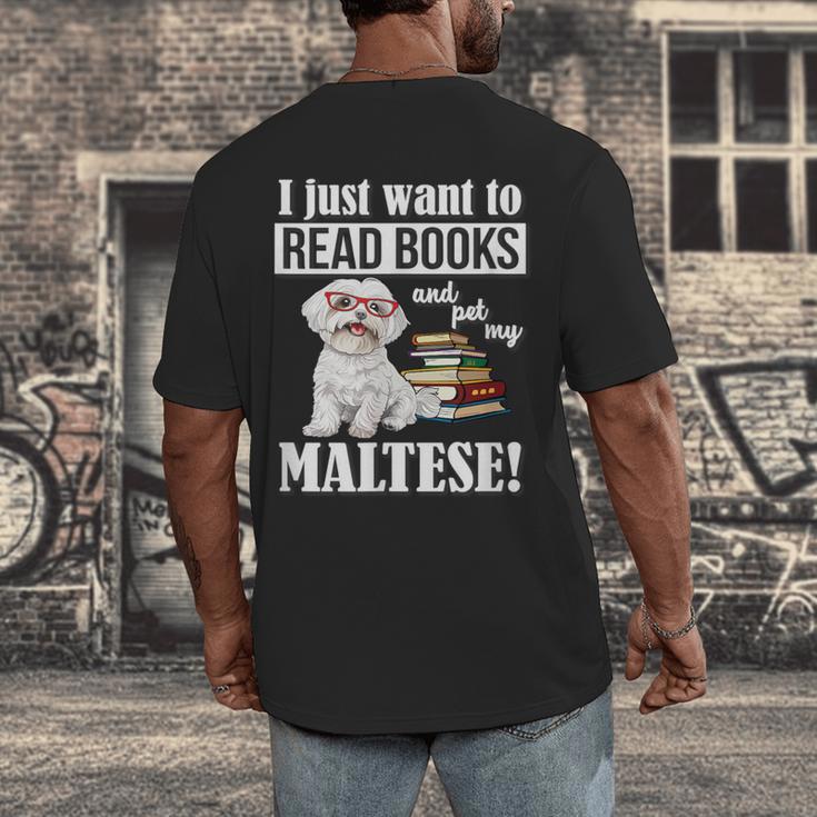 Cute Glasses Read Books & Pet My Maltese Lover Men's Back Print T-Shirt Cute Glasses Read Books & Pet My Maltese Lover Men's Back Print T-Shirt