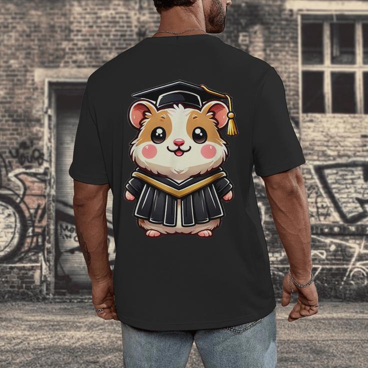 Cute Hamster Graduation Men's Back Print T-Shirt