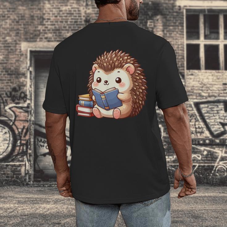 Cute Hedgehog Book Lover Readers Animal Reading Men's Back Print T-Shirt Cute Hedgehog Book Lover Readers Animal Reading Men's Back Print T-Shirt