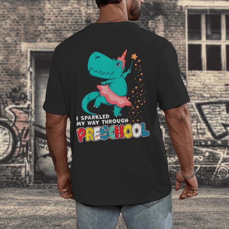 Cute Magical Ballerina Dino Unicorn Preschool Graduation Men's Back Print T-Shirt