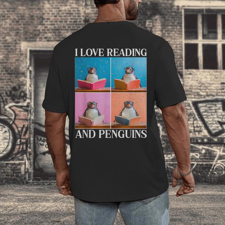 Cute Penguin Reading Book School Librarian Teacher Student Men's Back Print T-Shirt