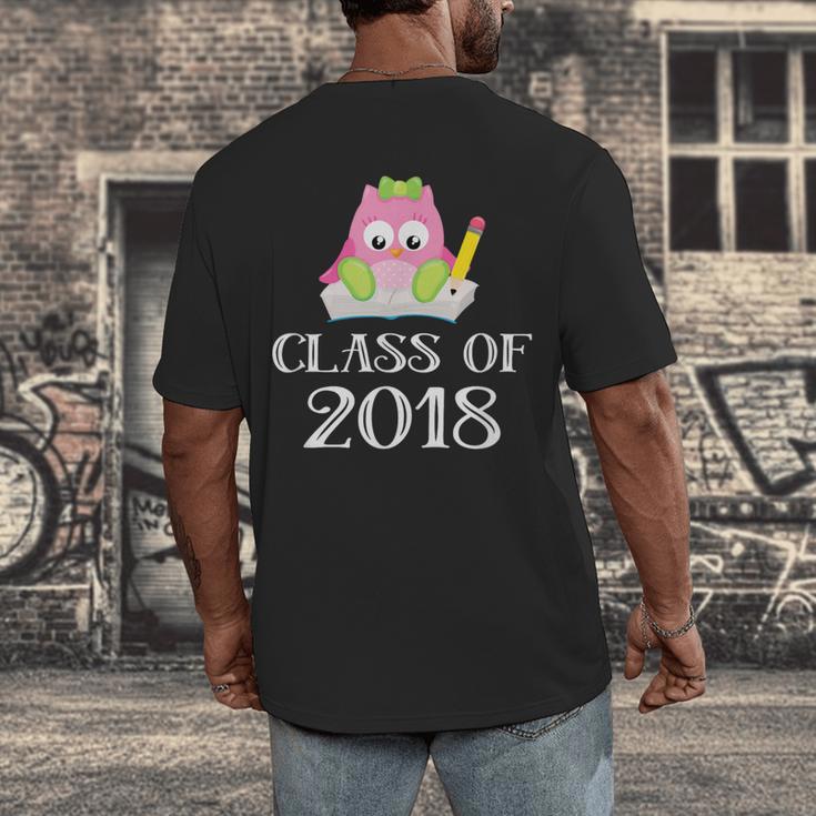 Cute Pink School Owl Class Of 2018 Graduation Men's Back Print T-Shirt