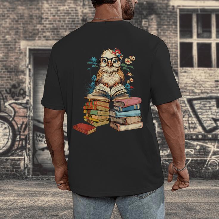 Cute Reading Chicken With Glasses Books Bookworm Reader Book Men's Back Print T-Shirt