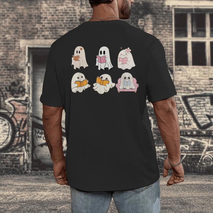 Cute Spooky Reading Book Halloween Fall Ghost Autumn Men's Back Print T-Shirt