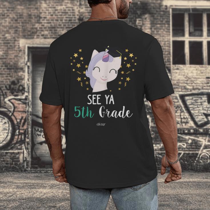 Cute Unicorn See Ya 5th Grade Graduation Shirt Men's Back Print T-Shirt