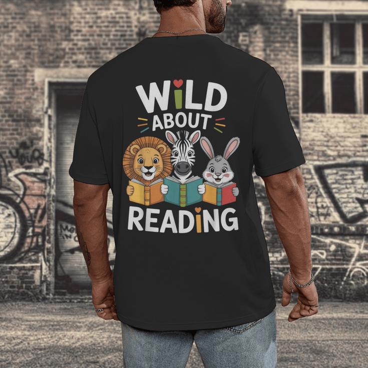 Cute Wildlife Zoo Animals For Book Reader Bookworms Men's Back Print T-Shirt