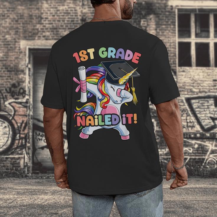 Dabbing 1st Grade Unicorn Graduation Class Of 2021 Nailed It Men's Back Print T-Shirt