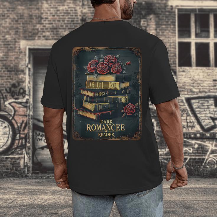 Dark Romance Reader Vintage Floral Book Lover Men's Back Print T-Shirt