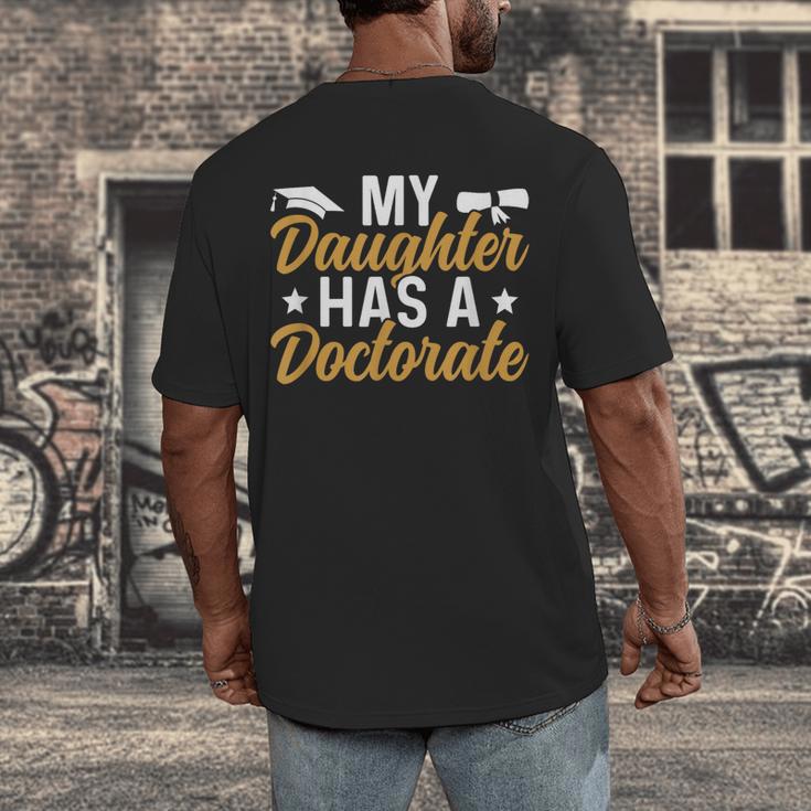 My Daughter Has A Doctorate Graduation Mom PhD Graduate Mom Men's Back Print T-Shirt