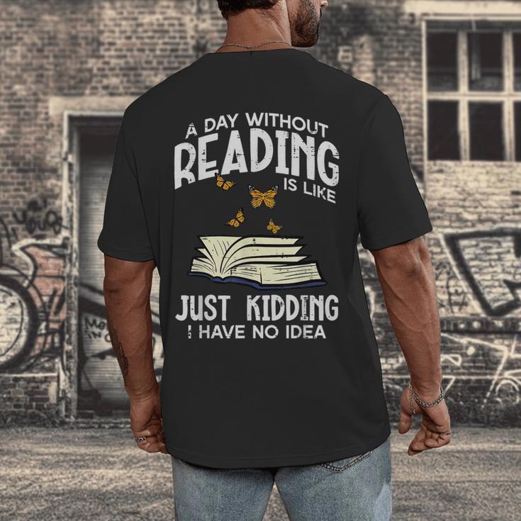 Day Without Reading Read Librarian Book Men Women Kids Men's Back Print T-Shirt Day Without Reading Read Librarian Book Men Women Kids Men's Back Print T-Shirt