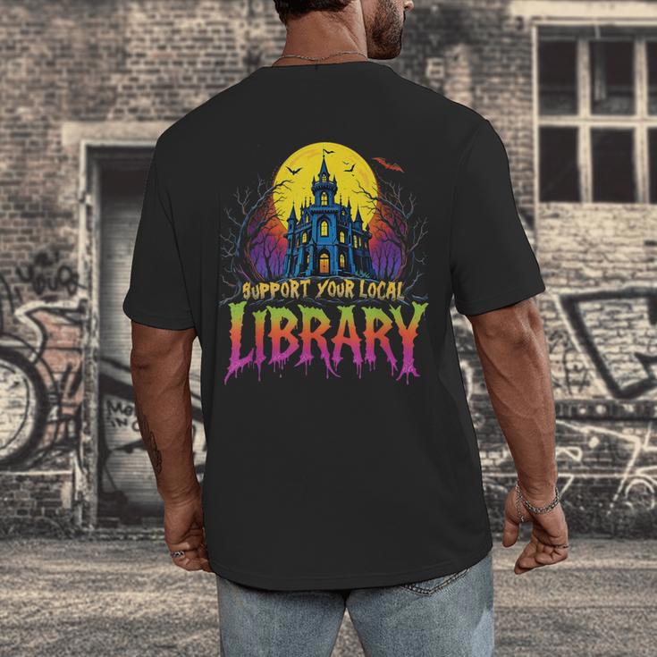 Death Gothic Support Your Local Library Lovers Book Men's Back Print T-Shirt Death Gothic Support Your Local Library Lovers Book Men's Back Print T-Shirt