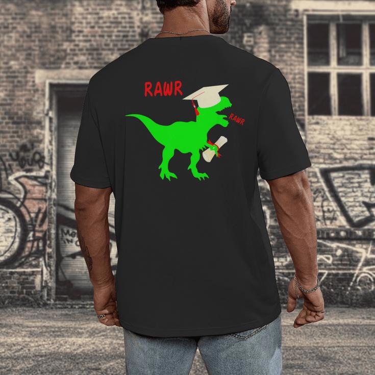 Dinosaur Rawr Diploma Grad Graduate Graduation Men's Back Print T-Shirt