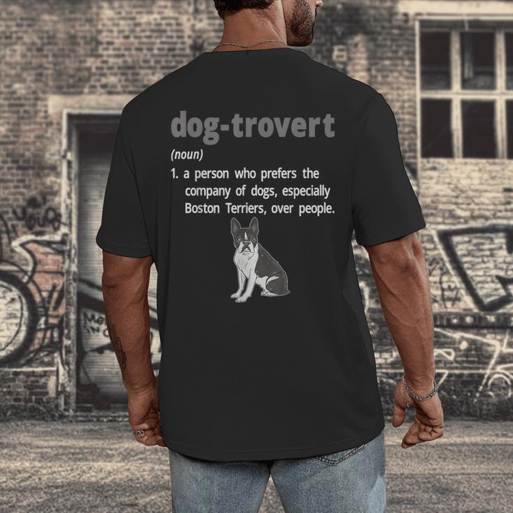 Dog-Trovert Boston Terrier Humor Definition Introvert Men's Back Print T-Shirt Dog-Trovert Boston Terrier Humor Definition Introvert Men's Back Print T-Shirt